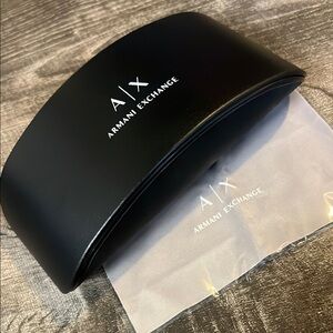 NEW Armani Exchange Black Sunglasses Case w/ Cleaning cloth
